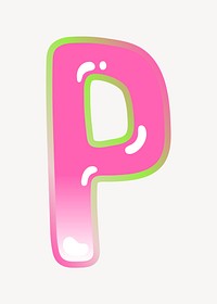 Letter P cute cute funky pink font illustration