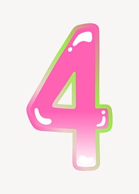 Number 4 cute cute funky pink font illustration