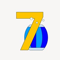Number 7, colorful font illustration