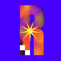 Letter R funky abstract bold font illustration