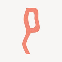 Letter P in orange distort font illustration