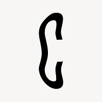 Letter C in black distort font illustration