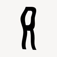 Letter R in black distort font illustration