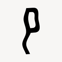 Letter P in black distort font illustration