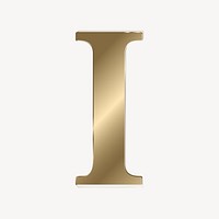 Letter i in gold metallic font illustration