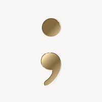 Semicolon in gold metallic symbol illustration