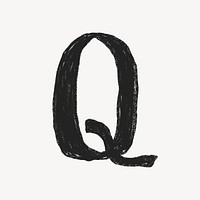 Letter Q crayon font illustration