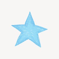 Blue star icon cute crayon illustration