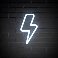 Lightning icon in white blue neon shape illustration