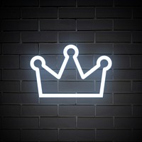 Crown icon in white blue neon shape illustration