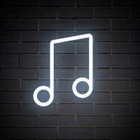Music note icon in white blue neon shape illustration