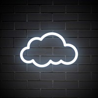 Cloud icon in white blue neon shape illustration