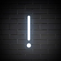Exclamation mark sign in white neon illustration