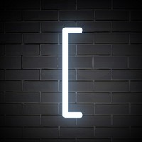 Square bracket sign in white neon illustration