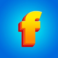 Letter f 3D yellow layer font illustration