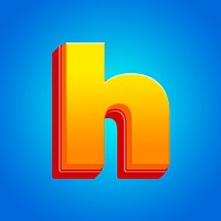 Letter h 3D yellow layer font illustration
