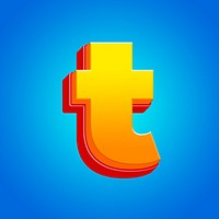 Letter t 3D yellow layer font illustration