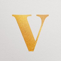 Letter v gold foil alphabet illustration