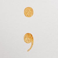 Semicolon sign gold foil symbol illustration