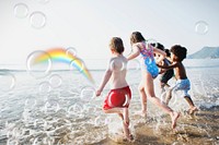 Children having fun on the beach