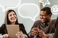 Happy businesspeople working in a meeting room