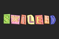 Smile word in colorful 3D alphabets illustration