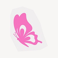 Pink butterfly in paper cut illustration