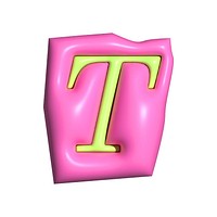 Letter T in 3D alphabets illustration