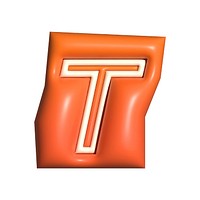 Letter T in 3D alphabets illustration