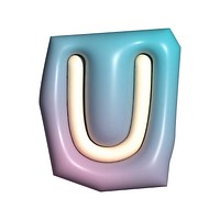 Letter U in 3D alphabets illustration