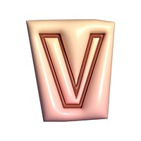 Letter V in 3D alphabets illustration