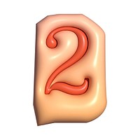 Number 2 in  3D alphabets illustration