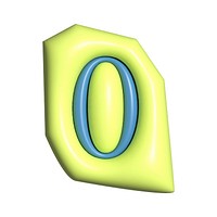 Number 0 in  3D alphabets illustration