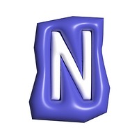 Letter N in 3D alphabets illustration