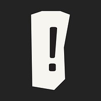 Exclamation mark sign in black&white papercut illustration