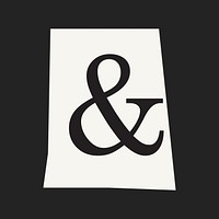 Ampersand sign in black&white papercut illustration