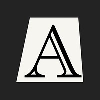 Letter A in black&white papercut alphabet illustration