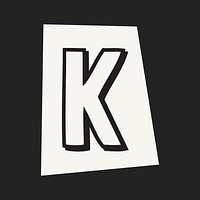 Letter K in black&white papercut alphabet illustration