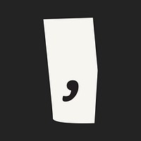 Comma sign in black&white papercut illustration