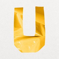 Letter U in yellow plastic texture alphabet illustration