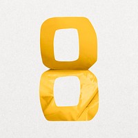 Number 8 in yellow plastic texture alphabet illustration