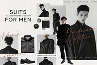 Fashion men's suits mood board  collage