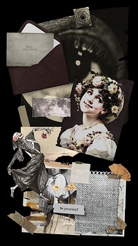 Vintage collage art mood board  collage