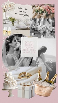 Pink wedding mood board  collage