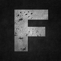 Letter F, gray grunge font illustration