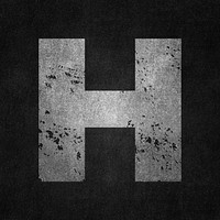 Letter H, gray grunge font illustration