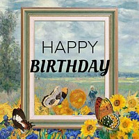 Happy Birthday Instagram post template, Van Gogh's Sunflowers, famous artwork