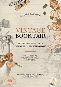 Book fair  poster template vintage ephemera remix