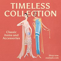 Timeless collection Instagram post template  Art Nouveau design remixed by rawpixel
