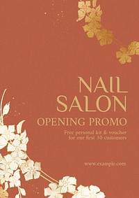 Nail salon promo poster template,  Art Nouveau design
